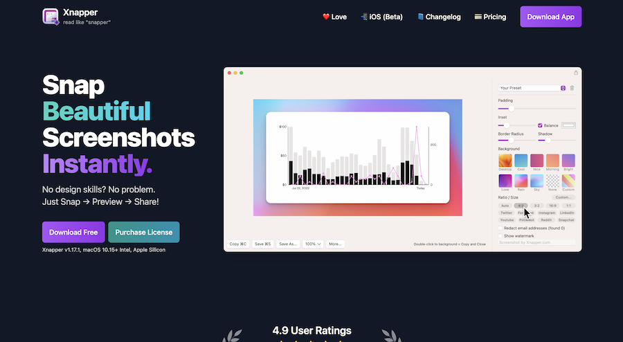 Snap beautiful screenshots instantly